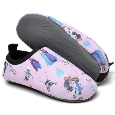 Imagem de Sapatilha Infantil Antiderrapante Neoprene Menina Rosa Borboletas - Ac