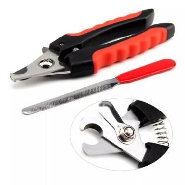 Imagem de Kit Alicate Pet Tesoura Corte De Unhas Cães E Gatos + Lixa - C3b, Verm