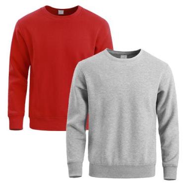 Imagem de Kit 2 Moletom Masculino Liso Treino Frio Gola Careca Slim - Quero Shoe