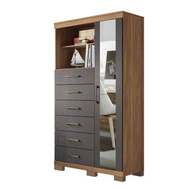 Imagem de Multi-Cômoda Marabá 1.6 1 Porta e 6 Gavetas com Pés e Espelho - Santos Andirá