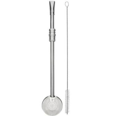 Imagem de Bomba para Chimarrão Inox 23cm Mil Furos Rosca Anel Médio Sextavo Mate