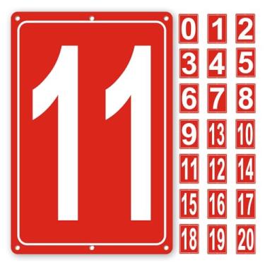 Imagem de Placa numerada 11, placas numéricas de alumínio para quadra de tênis, sinalização de 30 x 20 cm para estacionamentos e espaços públicos, placas de metal à prova de intempéries e fáceis de instalar