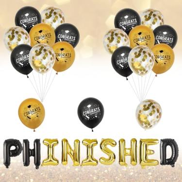 Imagem de 2024 PHD Graduation Party Decorations Black and Gold Class of 2024 Master Degree Graduation Party Supplies with Phinished Banner Grad Balloons for Congrats PHD College Graduation Party
