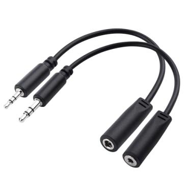 Imagem de Cable Matters Kit de adaptador de fone de ouvido TRS de 2,5 mm e 3,5 mm (1 conversor de 2,5 mm para 3,5 mm e 1 conversor de 3,5 mm para 2,5 mm) em preto - 10 cm