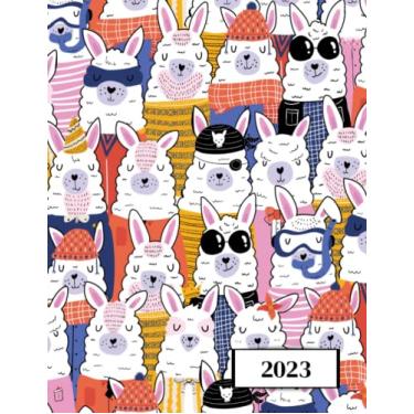 Imagem de 2023: Agenda semainier au format A4 - Année civile (Janvier à Décembre 2023) - Intervalles d'1h (7h-22h) - Contacts, jours fériés, mots de passe, ... - Une semaine sur deux pages