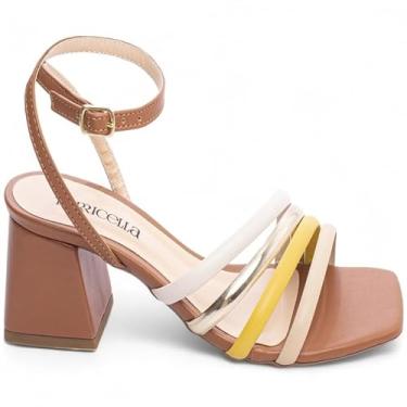 Imagem de Sandália Feminina Salto Grosso Baixo 5,5 (Caramelo, BR, Adulto, Numérico, 37)