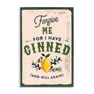 Imagem de Stupell Industries Forgive Me For I Have Ginned Framed Giclee Wall Art Design by The Whiskey Ginger, moldura preta, 50 x 76 cm