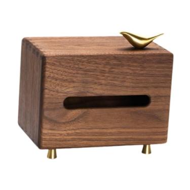 Imagem de ＫＬＫＣＭＳ Estojo de lenços porta-lenços faciais enfeite de madeira para casa portátil com suporte de papel de pássaro de cobre para banheiro quarto escritório