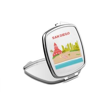 Imagem de SpreadPassion Espelho compacto San Diego, amante de presentes de San Diego, espelho fotográfico de San Diego, espelho de maquiagem de viagem pequeno espelho portátil, espelho de bolso portátil, ideia