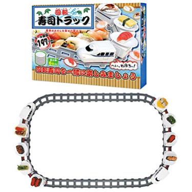Imagem de Conjunto de brinquedos de trem de sushi giratório elétrico - decoração divertida de cozinha para casa com exibição de carrossel de sushi branco ([modelos padrão] três seções)