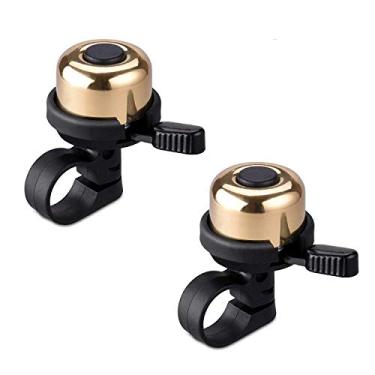 Imagem de Bike Bell, pacote com 2 mini anel de bicicleta de latão para Mountain Bike Road Bike Acessórios para Bicicleta Infantil (Novo, Ouro)