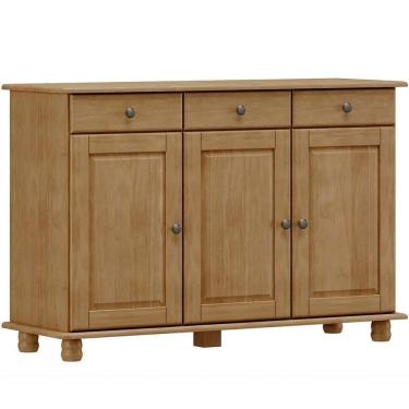 Imagem de Balcao Madeira Maciça 3 Portas 3 Gavetas 129 Cm 8927 Freijo Milani Store Freijo