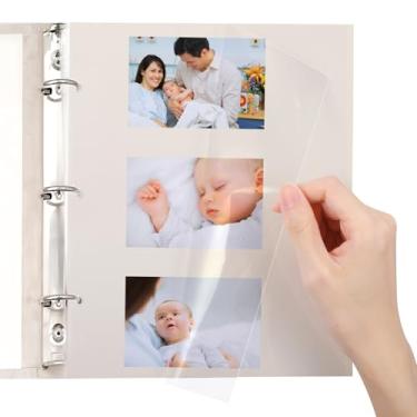 Imagem de 60 peças de refil de página de álbum de fotos para fichário de 3 anéis, páginas autoadesivas de álbum de fotos, páginas de álbuns de fotos, cabem 2 x 3 10 x 15 x 17 8 x 10 cartões de fotos ou receitas