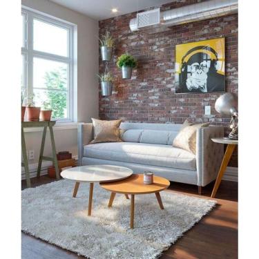 Imagem de Kit Mesa De Centro Ambiente Classic Redonda Off White Nature - Imcal -