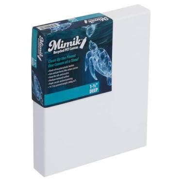 Imagem de Mimik Tela esticada reciclada - tela única de 20 x 20 cm - feita de garrafas de plástico PET recicladas - trama de arquivo durável - telas de pintura com primer acrílico triplo - 400 gsm, esticadores