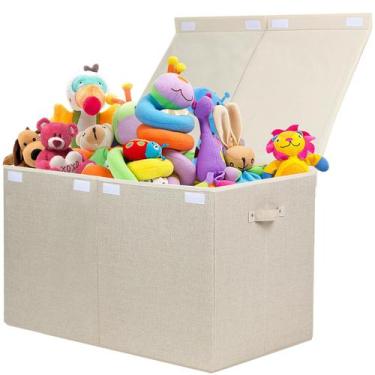 Imagem de Baú de Brinquedos Dobrável Papoly 122L com Tampa - Bege