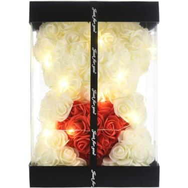 Imagem de WINWISH Urso De Flor De Rosa - Urso De Pelúcia De Rosa Feito À Mão, Melhores Presentes De Decoração Artificial Para A Mãe, Presentes Para Meninas, Presentes Exclusivos, Presentes De Aniversário, A C