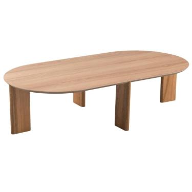 Imagem de Mesa de Centro Orgânica Chanfrada Artesano 120 cm (Largura) em MDP Hanover e Pés em Madeira Maciça
