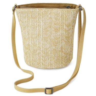 Imagem de BBORGDC Bolsa transversal cilíndrica feminina, Amarelo palha