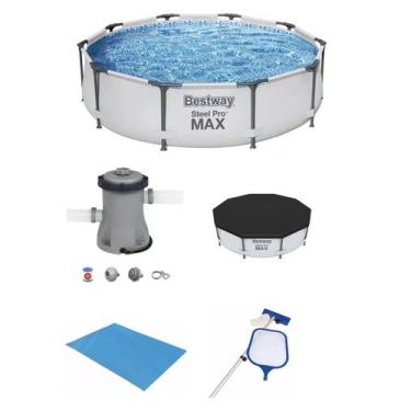 Imagem de Piscina Bestway 5000 Litros Steel Pro Max CINZA 56406 com Bomba Filtra