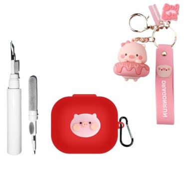 Imagem de [4 em 1] Capa de silicone SKPY compatível com Beats Powerbeats Pro 2 com pingente e chaveiro, linda capa protetora à prova de choque para homens e mulheres