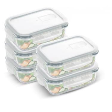 Imagem de Conjunto 5 Potes 640ml Vidro Hermético(KIT 5 PEÇAS)