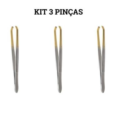 Imagem de Kit 3 Pinças Solingen Chanfrada Folha Designer Sobrancelhas - bella ri