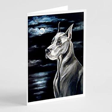 Imagem de Caroline's Treasures 7067GCA7P Cartões comemorativos e envelopes Great Dane Moonlight, pacote com 8, 7 x 5, multicolorido
