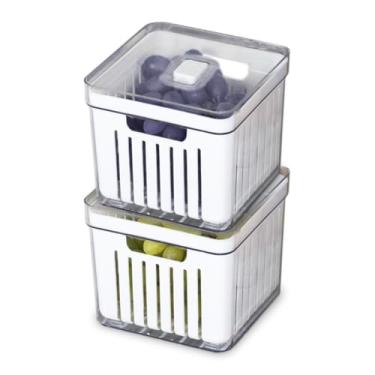 Imagem de Organizador de Geladeira Armario Cozinha 2,8L Acrilico Para Frutas Legumes e Vegetais (Kit 2, Cesta)