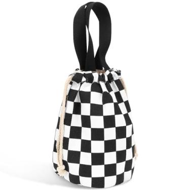 Imagem de Linkidea Bolsa de armazenamento de pote de alimentos isolada, envoltório de cordão portátil com alça de mão, lancheira para lata de comida, compatível com garrafa térmica, simples moderna, Stanley