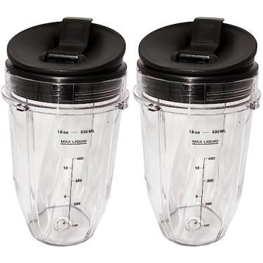 Imagem de Copo de substituição de 510 g com tampa de vedação compatível com copos Nutri Ninja – para liquidificador BL450 BL454 Auto-iQ BL480 BL481 BL482 BL687 pacote com 2