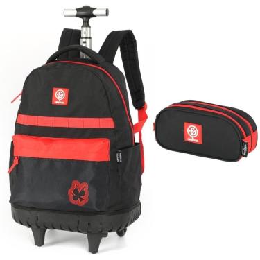 Imagem de Kit Mochila Rodinhas Oficial Enaldinho Luxcel Mc47512 Preto