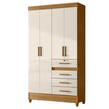 Imagem de Guarda Roupa Solteiro Sobral 4 Portas Freijó Off White - Moval