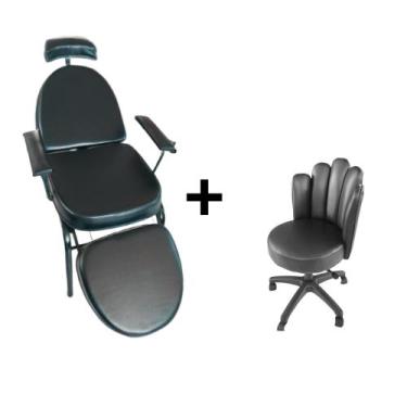 Imagem de Kit Cadeira Reclinada Maquiagem, Tatuagem + Mocho Petálas - HENVIFER
