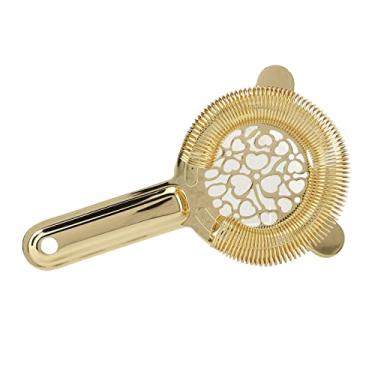 Imagem de Akozon Premium Aço Inoxidável Filtro de Aço - Filtro de Gelo e Separador de Estilo Europeu, Perfeito para Coquetéis de Luto, chá de Gelo e Mais - Durável e Fácil de Limpar (Prata) (Ouro vermelho)