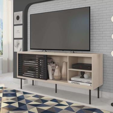 Imagem de Rack para TV até 55 Polegadas Industrial 136cm em bp Porta Ripada Multiverso CabeCasa