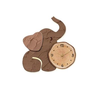 Imagem de Pintura decorativa com relógio Luminária de parede de elefante com relógio e controle remoto para sala de estar, luminária de parede moderna 3D, relógios de parede grandes silenciosos e anti-tique-taq