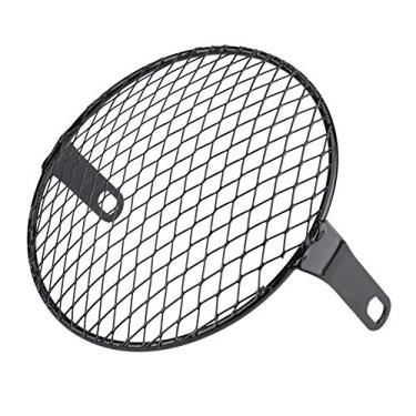 Imagem de Suuonee Farol, 16,5 cm de montagem lateral de motocicleta máscara de grade redonda serve para capa de lente de farol de motocicleta Chopper Racer