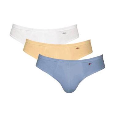 Imagem de Kit com 3 Cuecas Zorba 791 Slip, Azuldenin, Bege, Branco, G