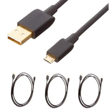 Imagem de Cabo Micro USB V8 1,8 Metros Turbo Charger Reforçado Kit 3 - Bolaazul