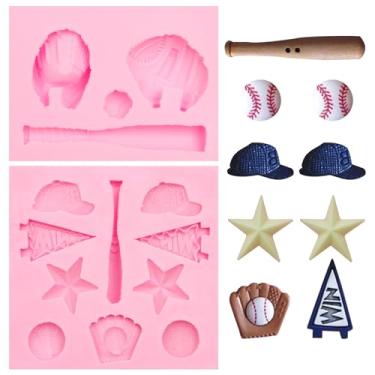 Imagem de Luva de beisebol softball, moldes de silicone, 2 peças para decoração de bolo de chocolate, topo de cupcake de doces, argila de polímero, artesanato, resina epóxi