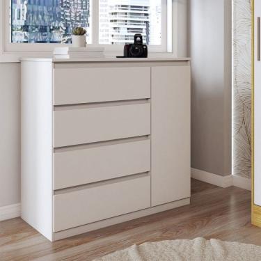 Imagem de Cômoda Luna 1 Porta 4 Gavetas Branco Neve - Panorama Móveis
