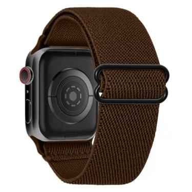 Imagem de Pulseira de nylon elástico compatível com Apple Watch séries 10 9, 8, 7, 6, 5, 4, 3 e 2 SE Ultra 2 de 38 mm, 40 mm, 40 mm, 41 mm, 44 mm, 45 mm, 46 mm e 49 mm (marrom, 38 mm/40 mm/41 mm/42 mm (série 10