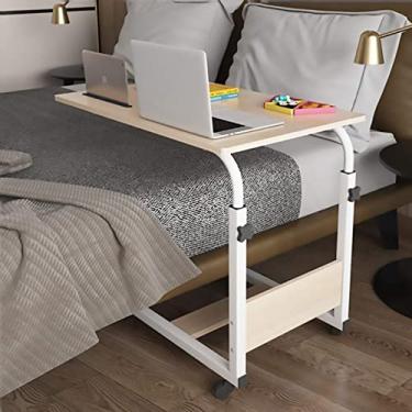Imagem de Mesa de mesa ajustável para laptop com rodinhas sobrepostas para mesa com altura angular e suporte móvel - Melhora o conforto para trabalho e estudo