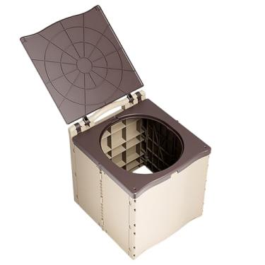 Imagem de Banheiro portátil de acampamento, banheiro dobrável de acampamento - Banheiro dobrável ao ar livre para adultos,Montanhismo Piquennic Picnic Potty Round TripH lata para homens, mulheres