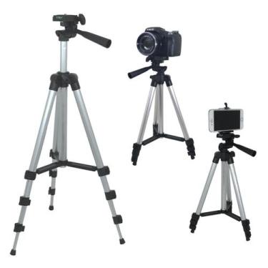 Imagem de Tripé Câmera Profissional + Suporte Celular Ajustável 1,20M - Tripod-3