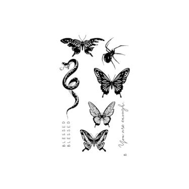 Imagem de Tatuagens de melhores amigas, aranha, cobra, borboleta, tatuagens de borboleta, duram de 1 a 2 semanas, aparência de tatuagem real, resiliência, resistente à água,18 x 11 cm