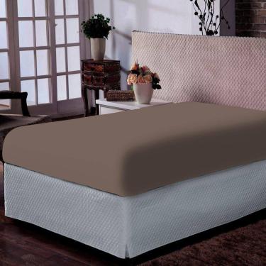Imagem de Lençol Portallar Casal Com Elástico Malha 100% Algodão Premiun Classic Capuccino