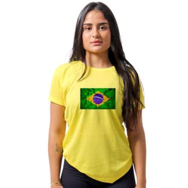 Imagem de Camiseta Feminina Baby Look Dry Fit Academia estampa Bandeira Brasil -