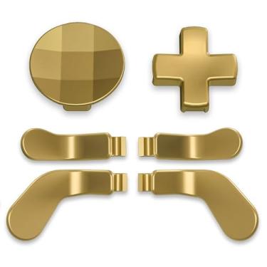 Imagem de eXtremeRate Pás traseiras de substituição 6 em 1 Metallic Hero Gold Magnetic de aço inoxidável para controle Xbox Elite V1/V2, teclas de direção e botões traseiros para controle Xbox Elite e Elite Series 2